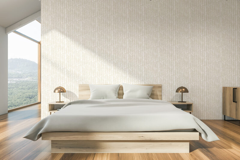 Tapete_Schlafzimmer_Muster_Fischgrät Tapete Muster Fischgrät