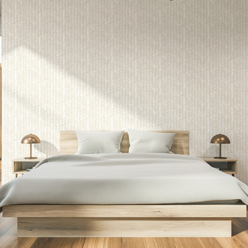 Tapete_Schlafzimmer_Muster_Fischgrät Tapete Muster Fischgrät