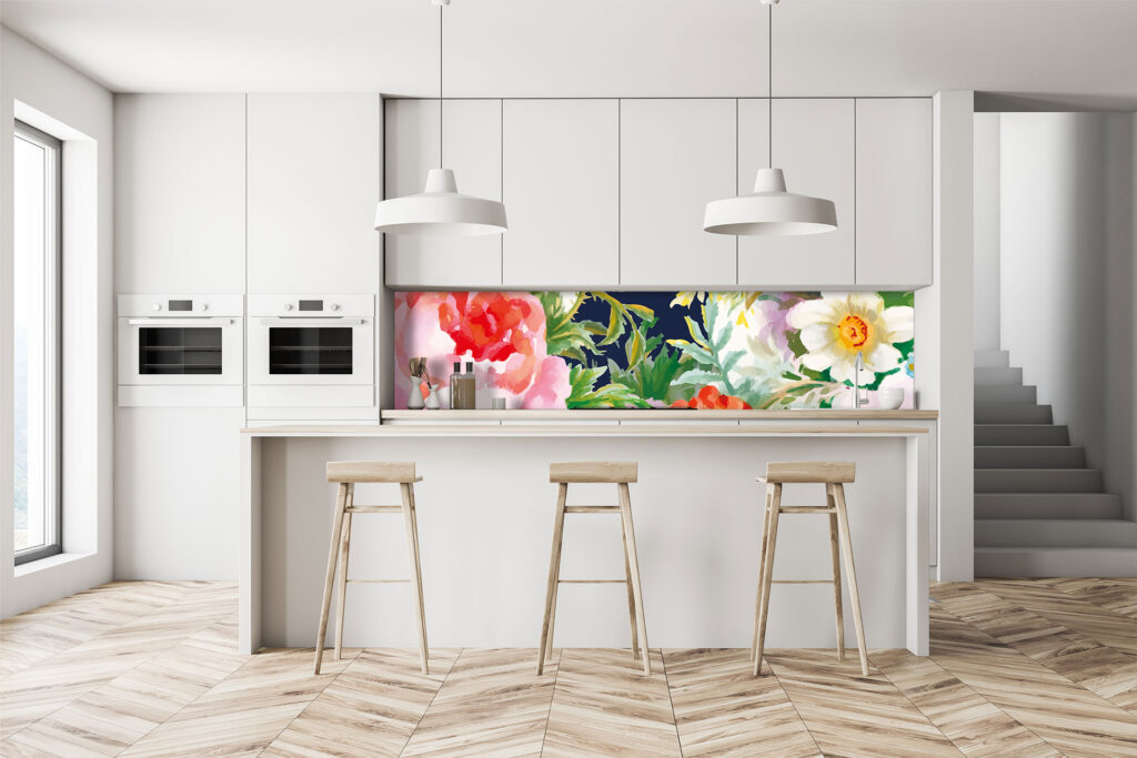 Küchenrückwand Blumenillustration
