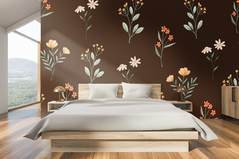 Tapete_Schlafzimmer_Wasserfarben_Frühlingsblumen