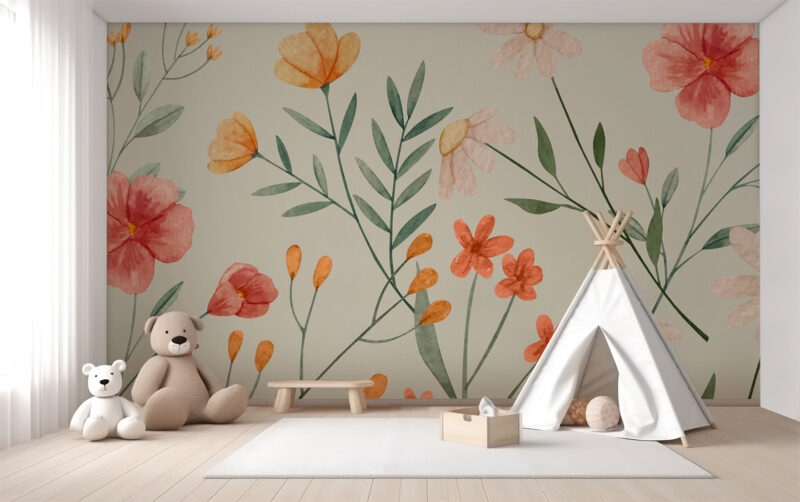 Kinderzimmer_Blumen_Wasserfarben