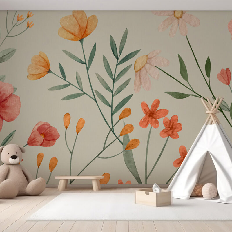 Kinderzimmer_Blumen_Wasserfarben