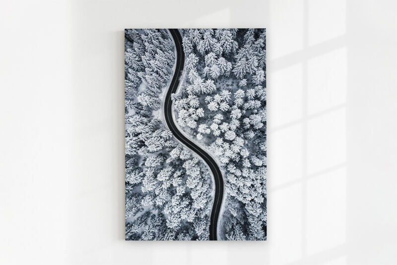 Glasbild_Straße-im-Winter Glasbild Straße im Winter