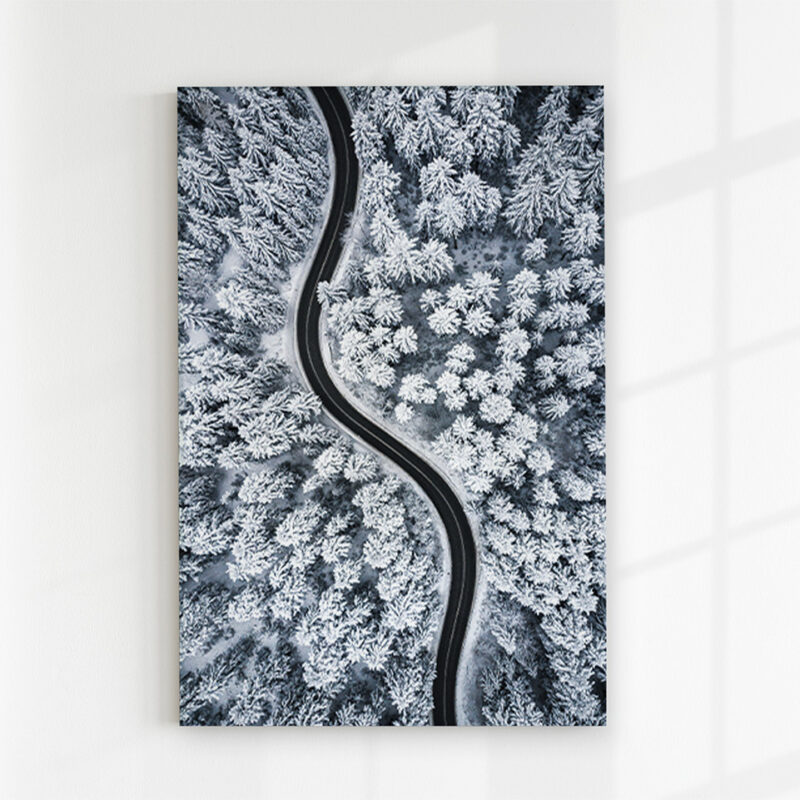 Glasbild_Straße-im-Winter Glasbild Straße im Winter