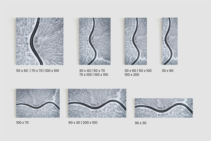 Glasbild_Winterstraße_Größen Glasbild Winterstraße