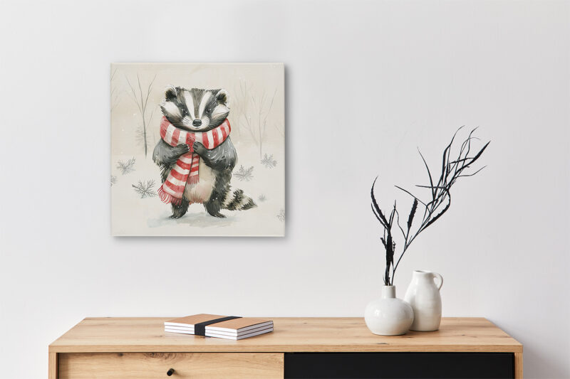 Keilrahmenbild_Weihnachtsdachs Keilrahmenbild Weihnachtstiere