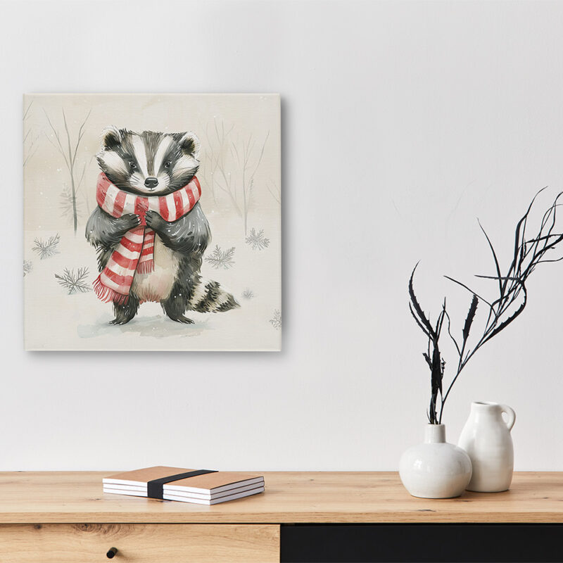 Keilrahmenbild_Weihnachtsdachs Keilrahmenbild Weihnachtstiere