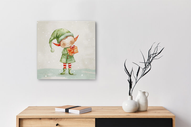 Keilrahmenbild_Weihnachtself Keilrahmenbild Weihnachtstiere