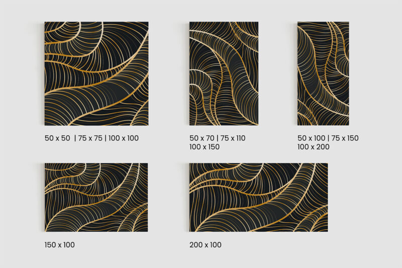Keilrahmenbild_golden-lines_Größen Keilrahmenbild Golden Lines