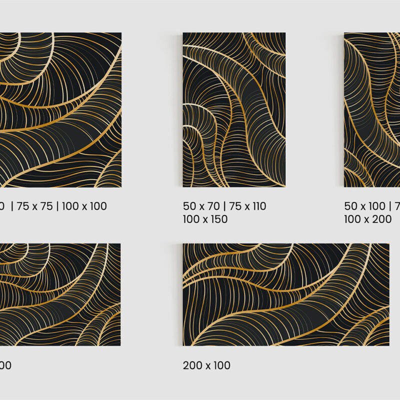 Keilrahmenbild_golden-lines_Größen Keilrahmenbild Golden Lines