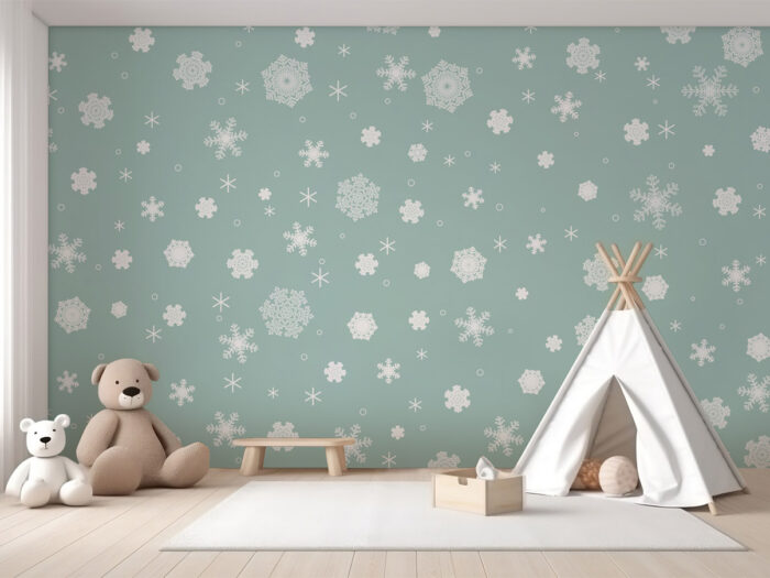 Tapete_Kinderzimmer_Schneeflocken Kindertapete Schneeflocken