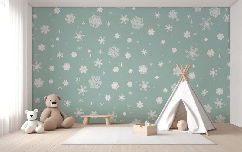 Tapete_Kinderzimmer_Schneeflocken Kindertapete Schneeflocken