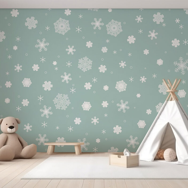 Tapete_Kinderzimmer_Schneeflocken Kindertapete Schneeflocken