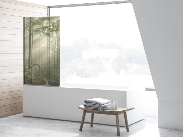 Badezimmerglas_Nebelpfad_80x140 Duschtrennwand für Badewannen Nebelpfad