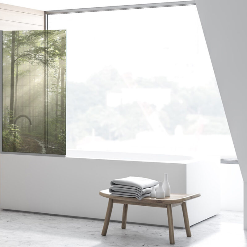 Badezimmerglas_Nebelpfad_80x140 Duschtrennwand für Badewannen Nebelpfad