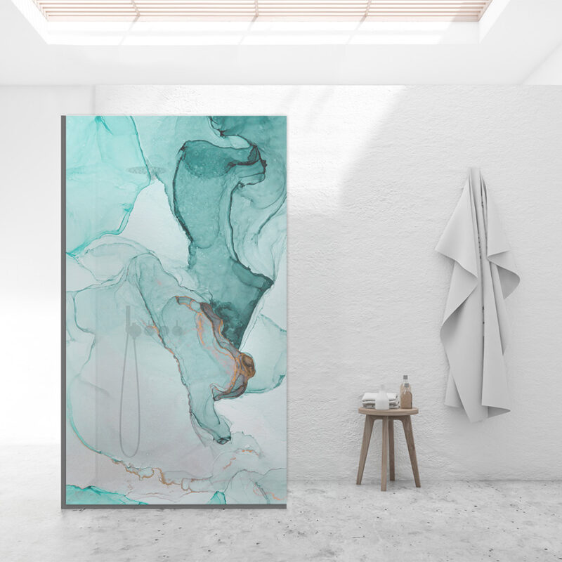 Duschtrennwand für Walk-in Duschen Marmor Türkis