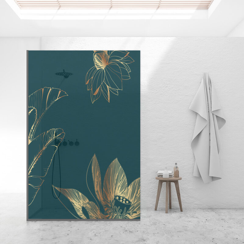 Duschtrennwand für Walk-in Duschen Golden Flowers