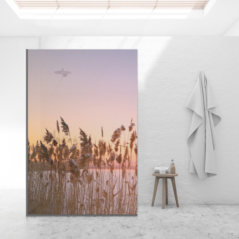 Duschtrennwand_140x210_Winterabend Duschtrennwand für Walk-in Duschen Winterabend