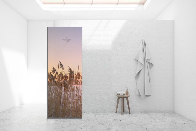 Duschtrennwand_80x120_Winterabend Duschtrennwand für Walk-in Duschen Winterabend