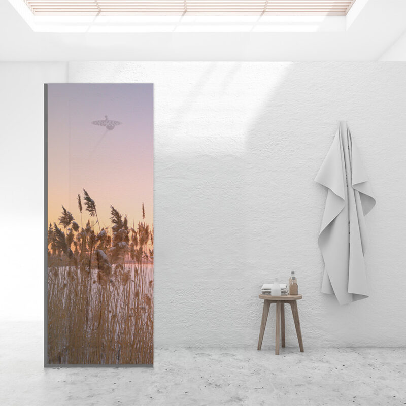 Duschtrennwand_80x120_Winterabend Duschtrennwand für Walk-in Duschen Winterabend