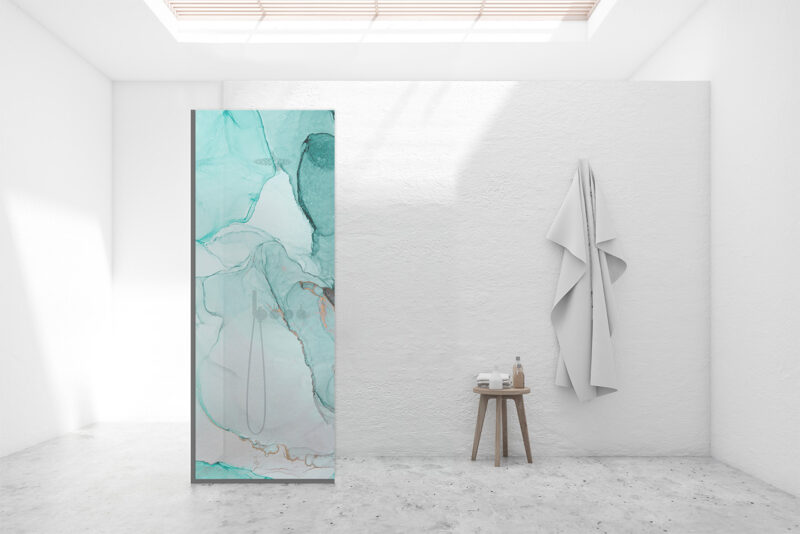 Duschtrennwand_80x210_Blauer-Marmor Duschtrennwand für Walk-in Duschen Marmor Türkis