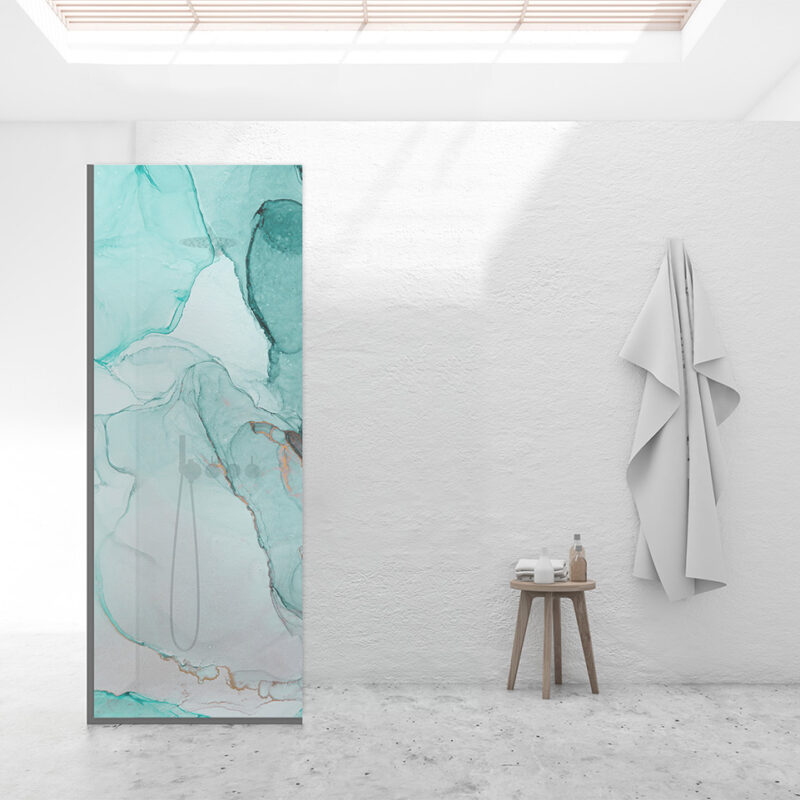 Duschtrennwand_80x210_Blauer-Marmor Duschtrennwand für Walk-in Duschen Marmor Türkis