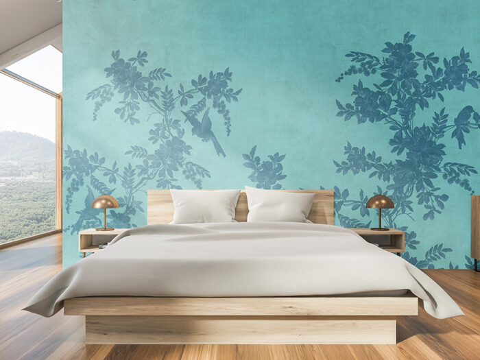 Tapete_Schlafzimmer_Vintage-Garden-blau Tapete Vintage-Garden blau