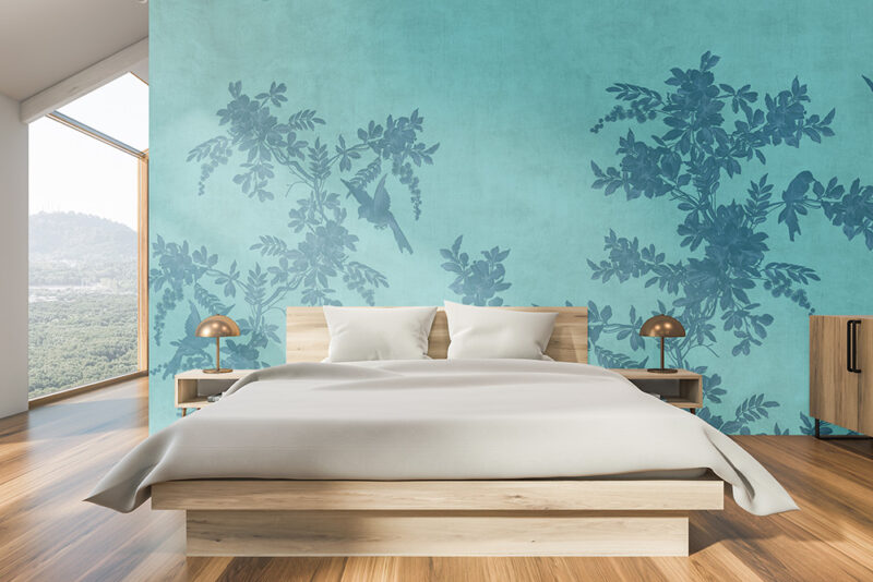 Tapete_Schlafzimmer_Vintage-Garden-blau Tapete Vintage-Garden blau