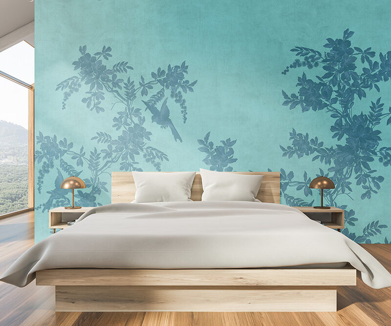 Tapete_Schlafzimmer_Vintage-Garden-blau Tapete Vintage-Garden blau