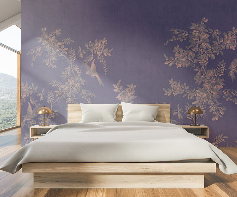 Tapete_Schlafzimmer_Vintage-Garden-lila Tapete Vintage-Garden lila