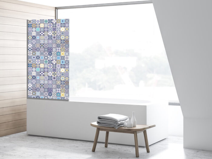 Badezimmerglas_Azura-blue_80x140 Duschtrennwand für Badewannen Azura-Blue