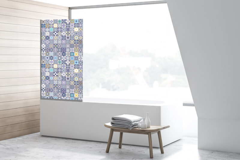 Badezimmerglas_Azura-blue_80x140 Duschtrennwand für Badewannen Azura-Blue