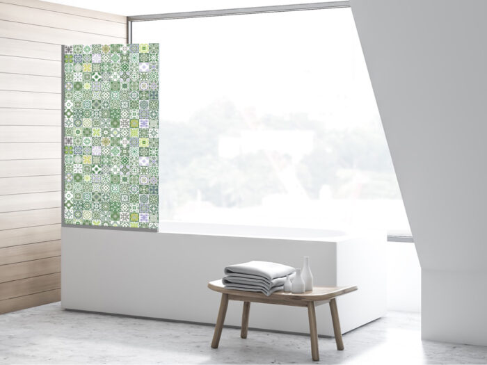 Badezimmerglas_Azura-green_80x140 Duschtrennwand für Badewannen Azura-Green