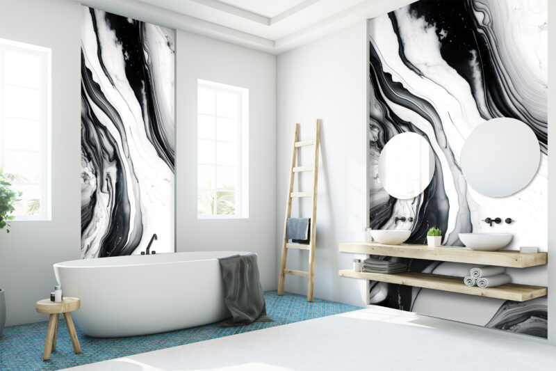 Wandverkleidung Schwarz-Weißer Marmor