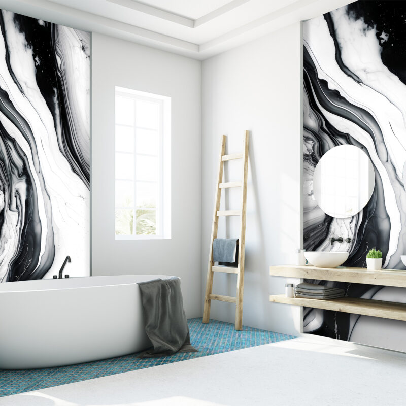 Wandverkleidung Schwarz-Weißer Marmor