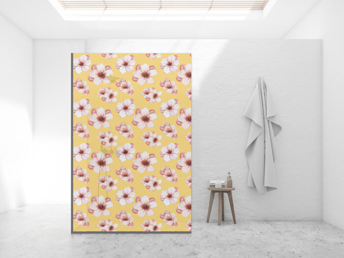 Duschtrennwand_140x210_cherry-blossom Duschtrennwand für Walk-in Duschen Cherry Blossom