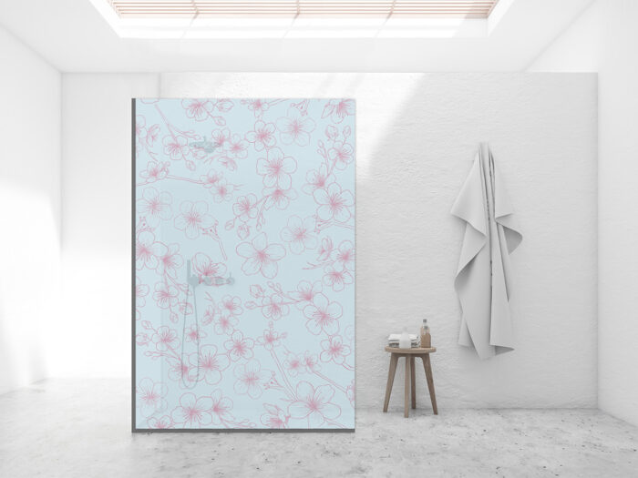 Duschtrennwand_140x210_cherry-illustration-blue Duschtrennwand für Walk-in Duschen Cherry Illustration Blue