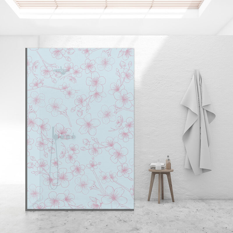 Duschtrennwand für Walk-in Duschen Cherry Illustration Blue