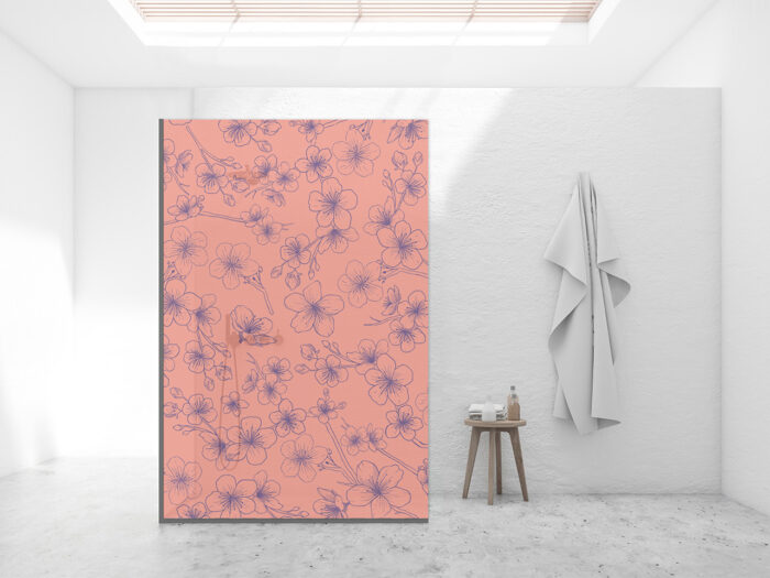 Duschtrennwand_140x210_cherry-illustration-pink Duschtrennwand für Walk-in Duschen Cherry Illustration Pink