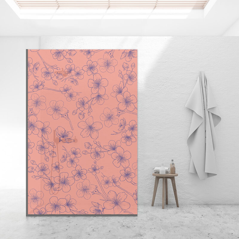 Duschtrennwand für Walk-in Duschen Cherry Illustration Pink