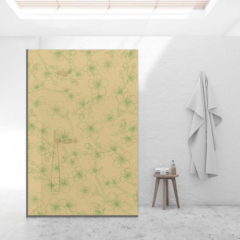 Duschtrennwand für Walk-in Duschen Cherry Illustration Yellow