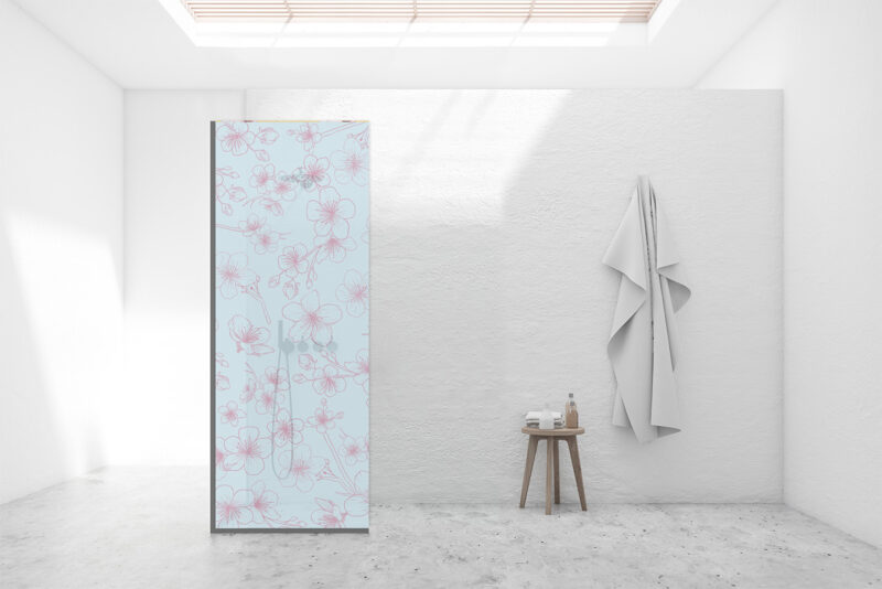 Duschtrennwand für Walk-in Duschen Cherry Illustration Blue