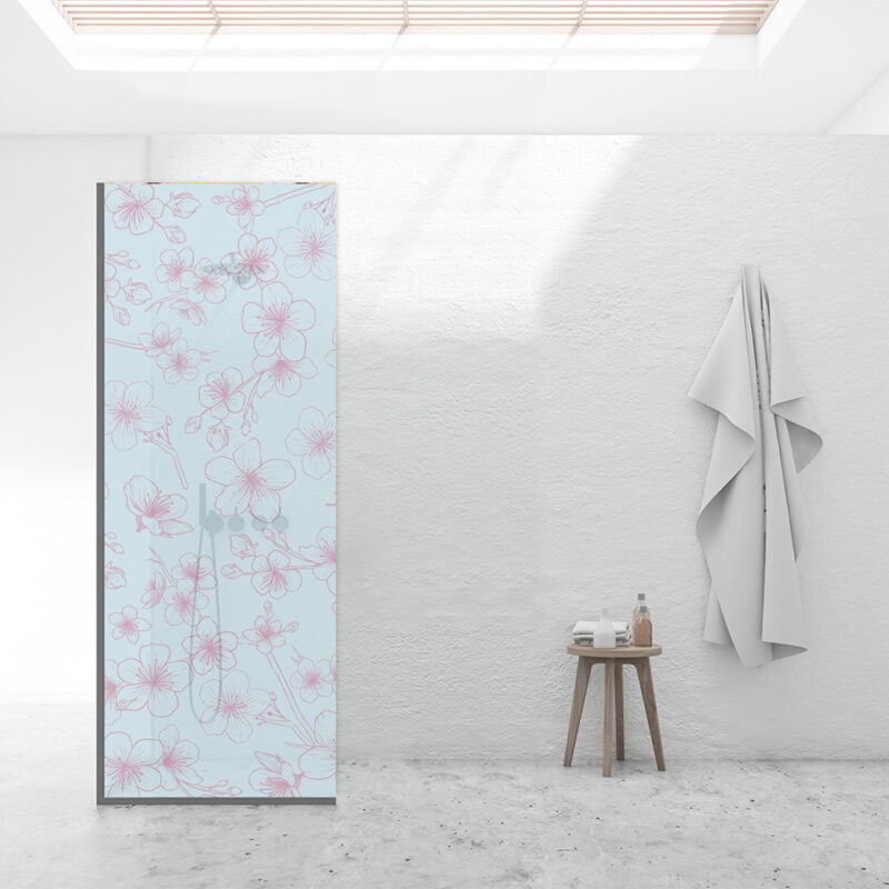 Duschtrennwand für Walk-in Duschen Cherry Illustration Blue