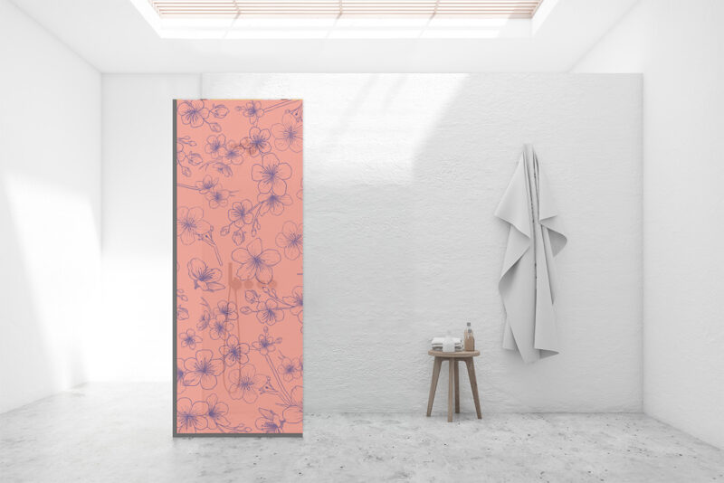 Duschtrennwand für Walk-in Duschen Cherry Illustration Pink