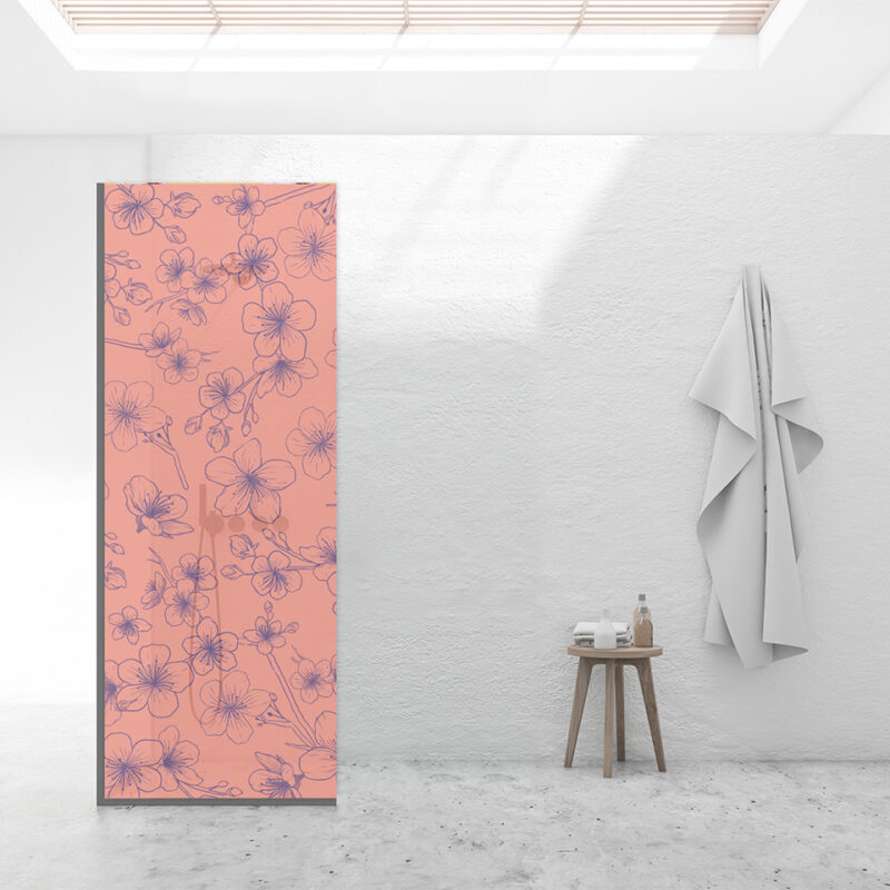Duschtrennwand für Walk-in Duschen Cherry Illustration Pink