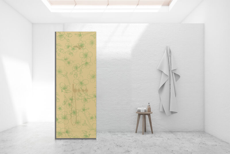 Duschtrennwand für Walk-in Duschen Cherry Illustration Yellow