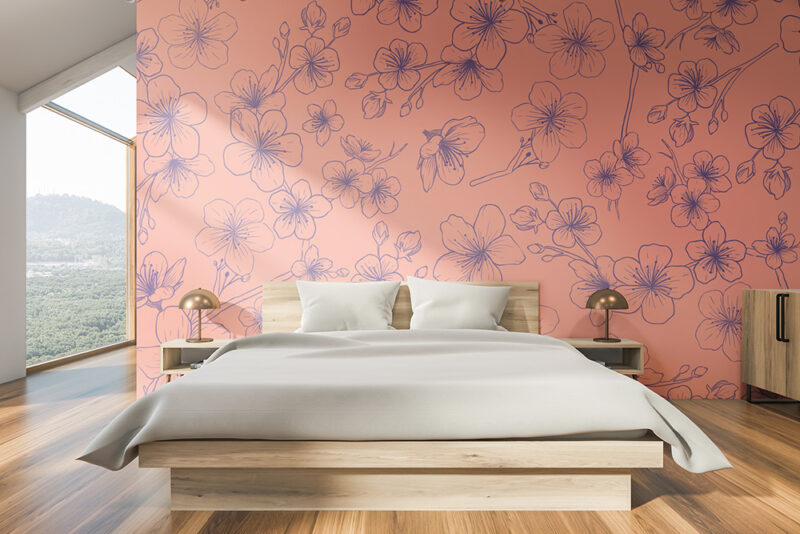 Tapete cherry illustration pink