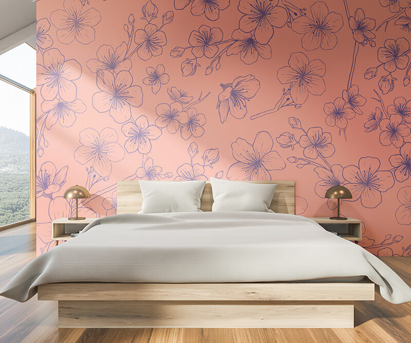 Tapete cherry illustration pink