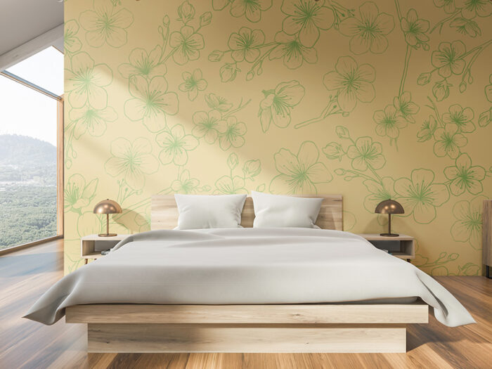 Tapete_Schlafzimmer_cherry-illustration-yellow Tapete cherry illustration yellow
