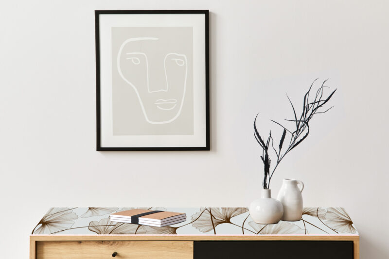 Auflegeglas für Kommoden Ginkgo Studie